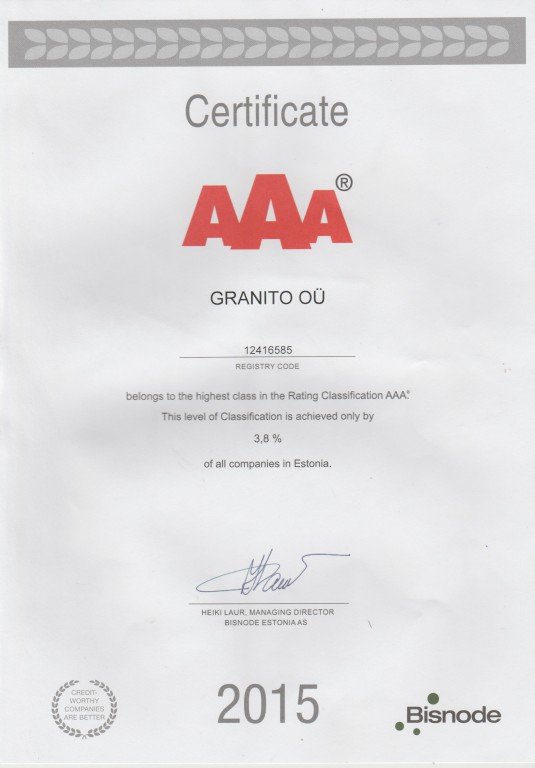 Granito OÜ AAA-krediidireiting