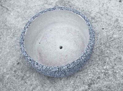 Ваза-округлая-каменная-щебенка-серая-35×15см