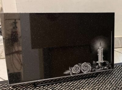 Hauaplaat-küünal ja roos-40x25x3cm